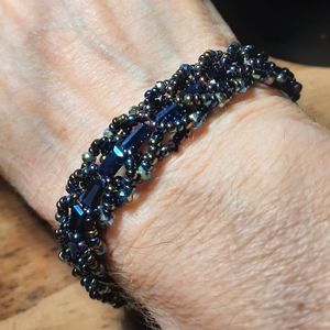 Navy blue bracelets bracelet with crystals crystals size 6 - 7
